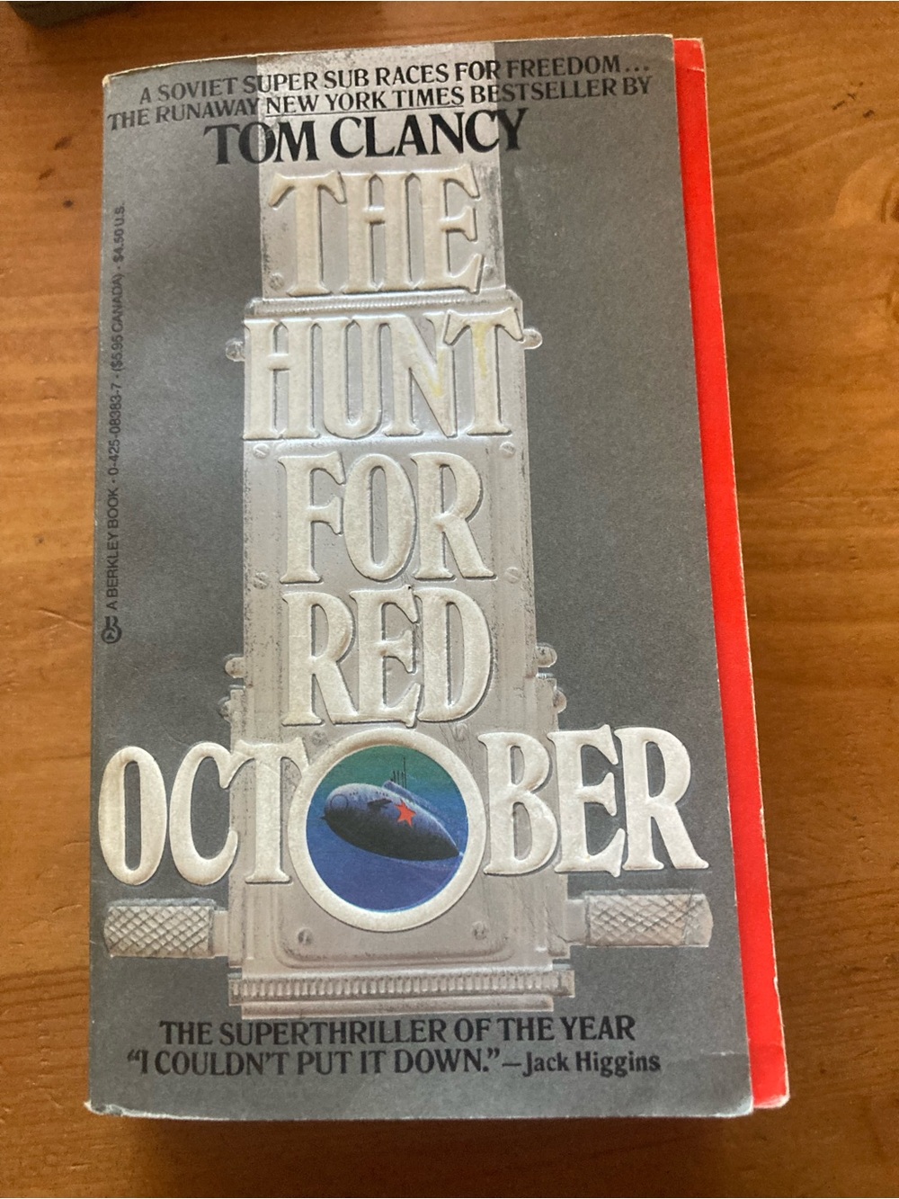 Tom Clancy "The Hunt for Red October" Paperback Novel - Gray & Red